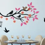 large-birds-on-tree-branch-with-pink-leaves-and-birdcage-wall-original-imagfat58qmskzr4